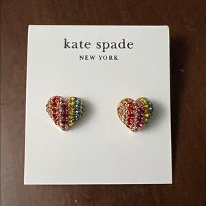 Kate Spade On The Dot Rainbow Collection Heart Studs earrings, New
